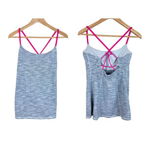 Lululemon Dancing Warrior Tank Top Gray Pink Womens Size 8 Gym Yoga Athleisure